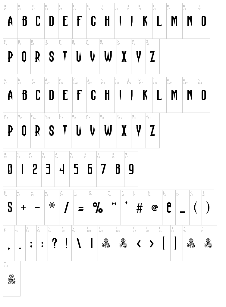 Haunting Attraction font map